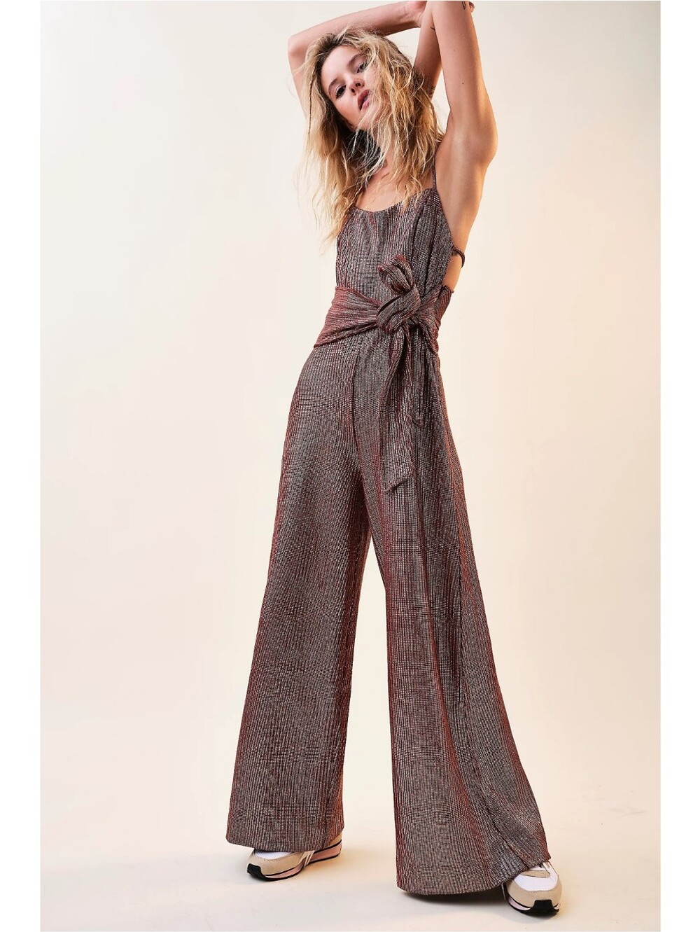 Free People Shimmer And Shine Jumpsuit Ginger Snap Nwot